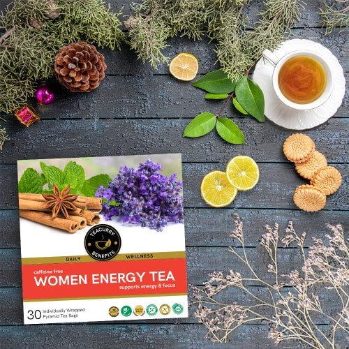 women energy tea box background image